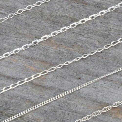 Solid Sterling Silver Chain, Trace, Diamond Cut Trace, Diamond Cut Curb, Curb and Rope, Silver Chain Necklace