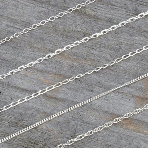 Solid Sterling Silver Chain, Trace, Diamond Cut Trace, Diamond Cut Curb, Curb and Rope, Silver Chain Necklace