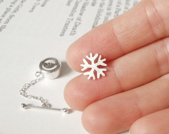 Snowflake Tie Tack in Sterling Silver, Silver Snowflake Tie Pin