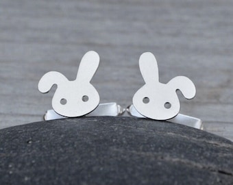 Rabbit Cufflinks in Sterling Silver, Bunny Cufflinks, Personalized Cufflinks