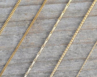 Solid 18ct Yellow Gold Chain, Diamond Cut Curb Chain, Barleycorn Chain, Spiga Chain, Belcher Chain, DIY Chain necklace