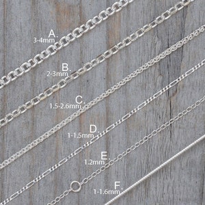 Solid Sterling Silver Chain, Omega Chain, Cable Chain, Spiga Chain, Figaro Chain, Diamond Cut Belcher Chain, Special Trace Chain image 1