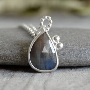 Sapphire Necklace in Sterling Silver, 4.15ct Sapphire Necklace