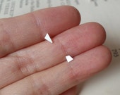 Tiny Quadrilateral Stud Earrings, Simple Ear Posts in Sterling Silver