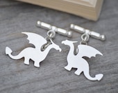 Dragon Cufflinks In Sterling Silver, Personalized Dragon Cufflink