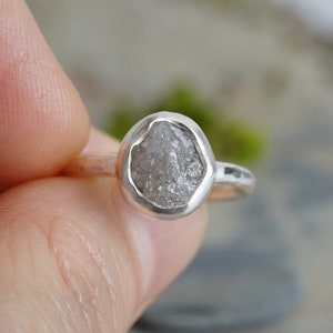 2.65ct Light Grey Rough Diamond Engagement Ring, Raw Diamond Ring, Handmade in the UK image 4