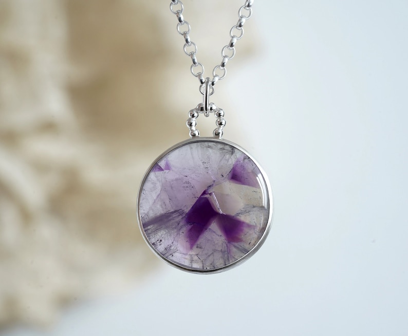 Large Amethyst Necklace in Sterling Silver, One of a Kind Amethyst Necklace image 5