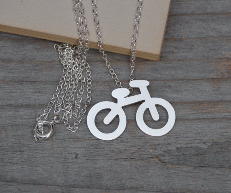 Bicycle Necklace in Sterling Silver, Silver Bicycle Necklace image 5