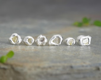 Rough Diamond Stud Earrings Set of 6 in Sterling Silver