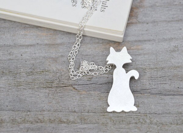 Cat Necklace In Sterling Silver Kitten Handmade - Black Cat Pendant Uk Cat Necklace In Sterling Silver Kitten Handmade - Black Cat Pendant Uk