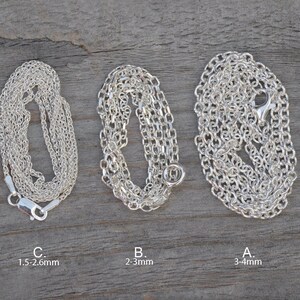 Solid Sterling Silver Chain, Omega Chain, Cable Chain, Spiga Chain, Figaro Chain, Diamond Cut Belcher Chain, Special Trace Chain image 6