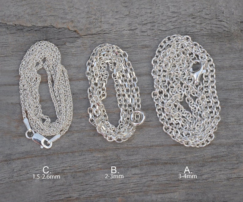 Solid Sterling Silver Chain, Omega Chain, Cable Chain, Spiga Chain, Figaro Chain, Diamond Cut Belcher Chain, Special Trace Chain image 6