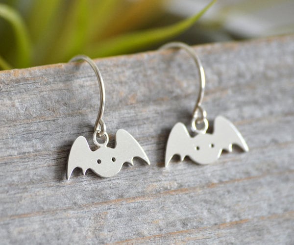 Orecchini pendenti a forma di pipistrello - placcati in argento sterling - Italia