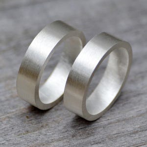 Unisex Wedding Band, 5mm Wide Wedding Ring, Satin Finish Wedding Band