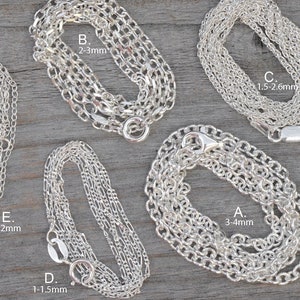 Solid Sterling Silver Chain, Omega Chain, Cable Chain, Spiga Chain, Figaro Chain, Diamond Cut Belcher Chain, Special Trace Chain image 9