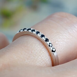 Black Sapphire Wedding Ring, Sapphire Eternity Ring, Pave Sapphire Ring, Made to Order image 3