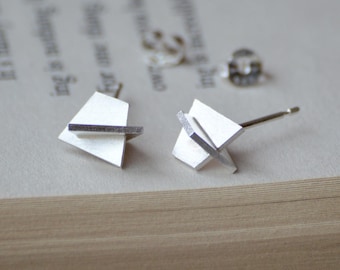 Wearable Sculpture Stud Earrings, Silver Sculptural Ear Posts