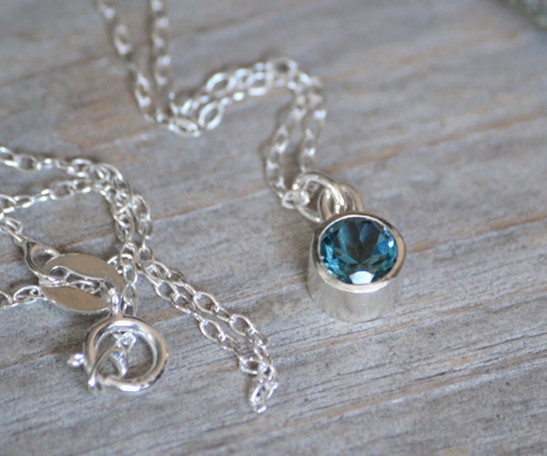 London Blue Topaz Necklace in Sterling Silver, November Birthstone Necklace, Birthstone Necklace image 2