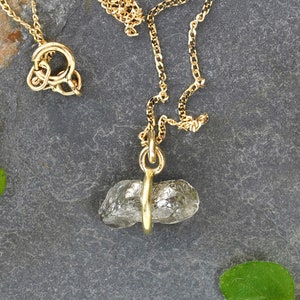 1.9ct Rough Diamond Necklace in 18k Yellow Gold, Natural Grey Diamond Necklace image 3
