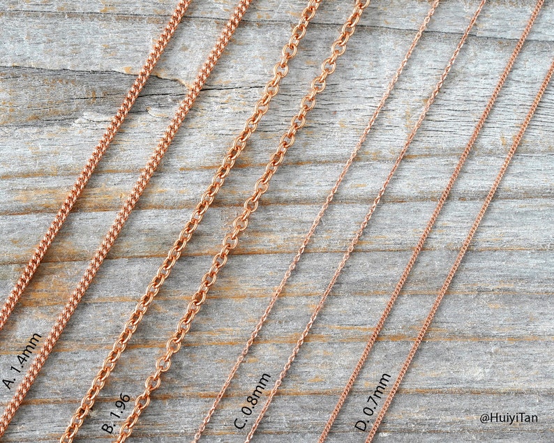 Solid 9ct Rose Gold Chain, Curb Chain, Belcher Chain, and Trace Chain, 16 inches chain, 18 inches chain, and 20 inches chain image 1