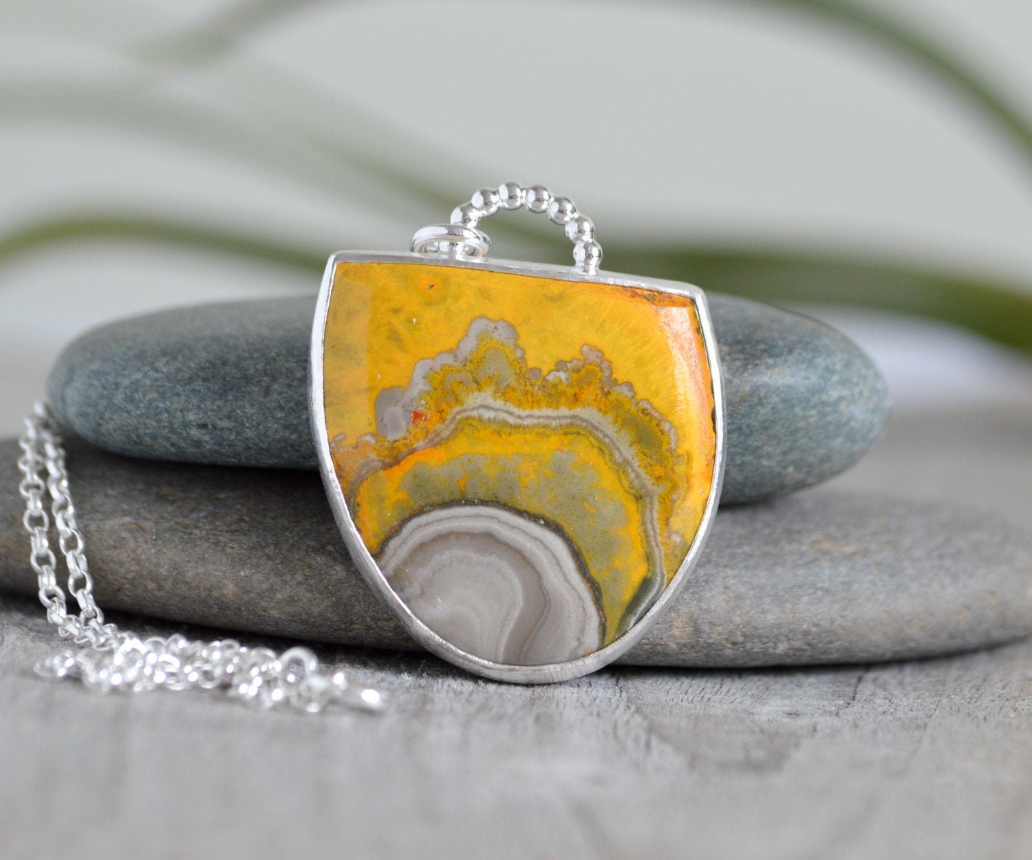 Unique Bumble Bee Jasper Necklace, One of a Kind Necklace