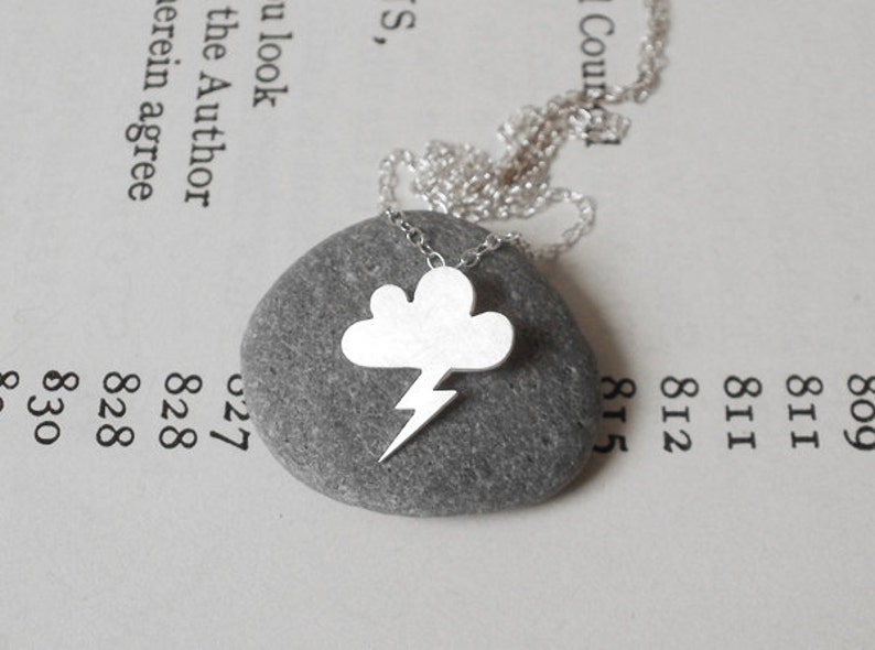 Lightning Cloud Necklace in Silver, Silver Lightning Cloud Necklace image 1