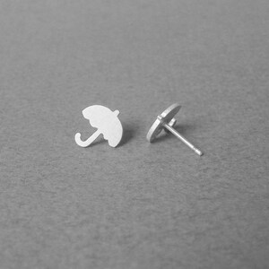 Umbrella Stud Earrings in Sterling Silver, Silver Umbrella Ear Posts image 4