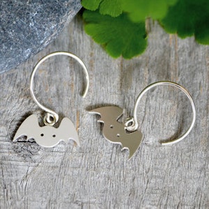 Bat Earrings in Sterling Silver, Silver Bat Earrings, Animal Earrings image 3