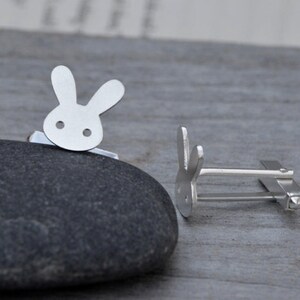 Rabbit Cufflinks in Sterling Silver, Bunny Cufflinks, Personalized Cufflinks image 4