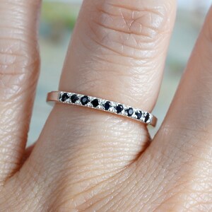 Black Sapphire Wedding Ring, Sapphire Eternity Ring, Pave Sapphire Ring, Made to Order image 4