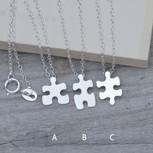 Jigsaw Puzzle Necklace in Silver, Silver Puzzle Necklace, Friendship Necklace image 2