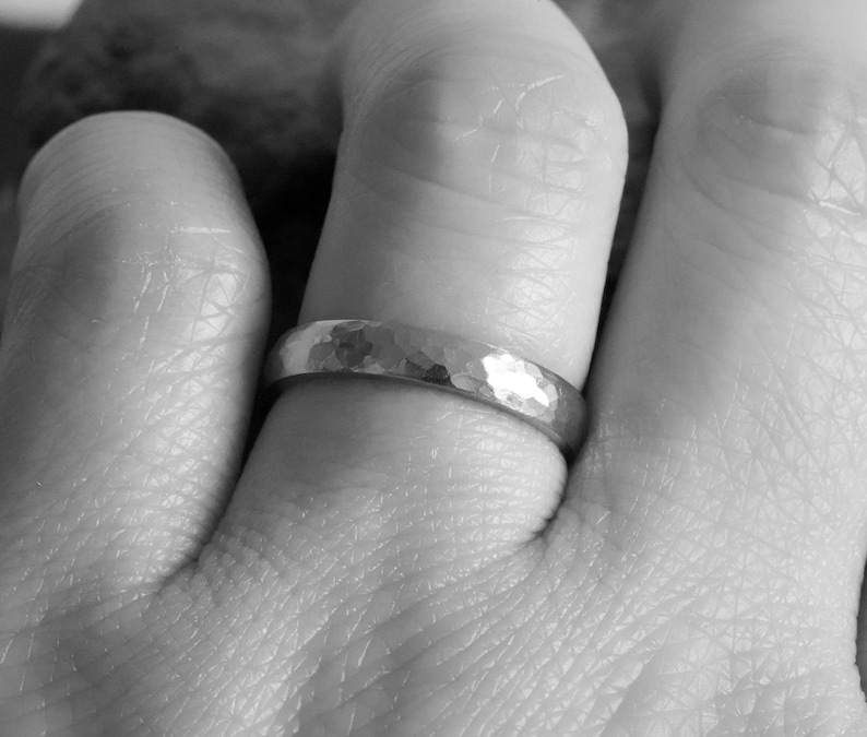 Platinum Wedding Band With Hammered Effect Platinum Wedding Etsy UK