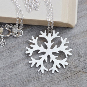 Snowflake Necklace in Sterling Silver, Silver Snowflake Necklace image 2