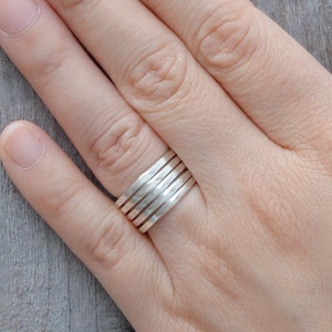 Inside Out Stacking Ring in Sterling Silver, Slim Silver Stacker image 5