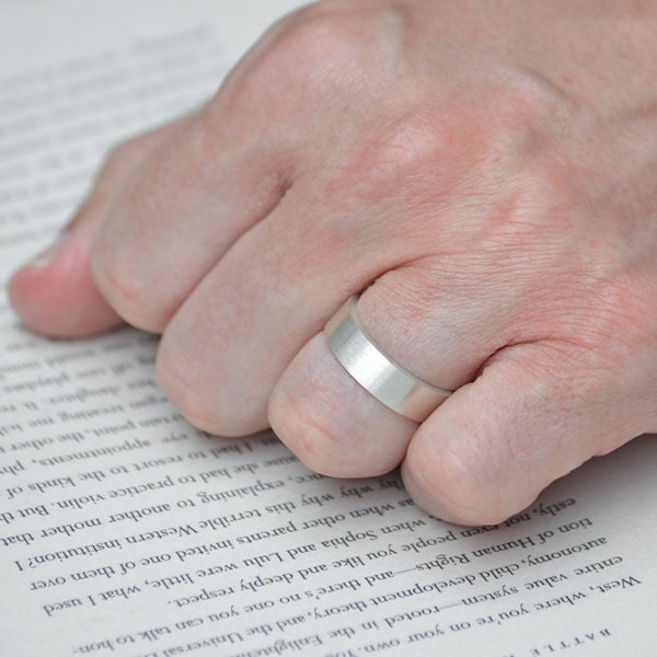 Handmade Sterling Silver Unisex Wedding Band, 5mm Wide, Satin Ring