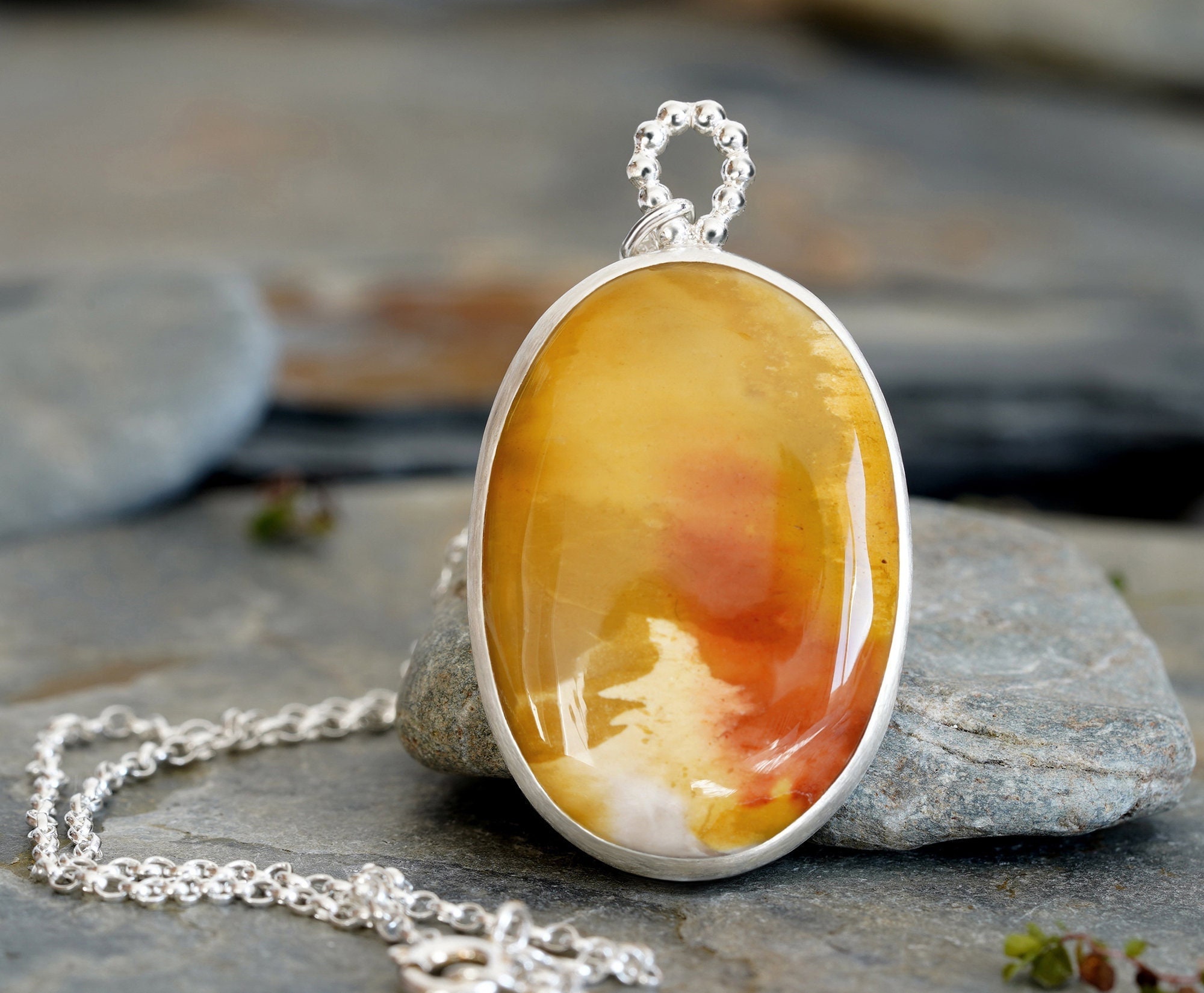 Egg Yolk Jasper Necklace in Sterling Silver One of A Kind - Etsy