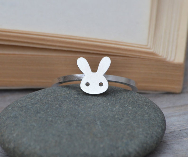 Rabbit Ring in Sterling Silver, Silver Bunny Ring image 1