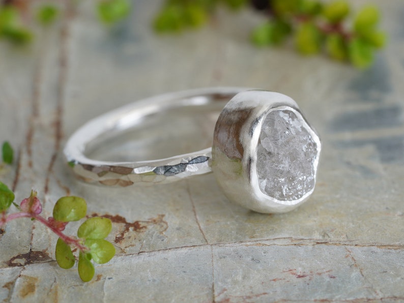 2.65ct Light Grey Rough Diamond Engagement Ring, Raw Diamond Ring, Handmade in the UK image 2