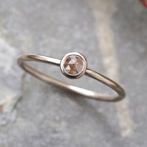 Rose Cut Diamond Engagement Ring in 18ct White Gold, Small Diamond Ring, Rustic Diamond Ring image 3