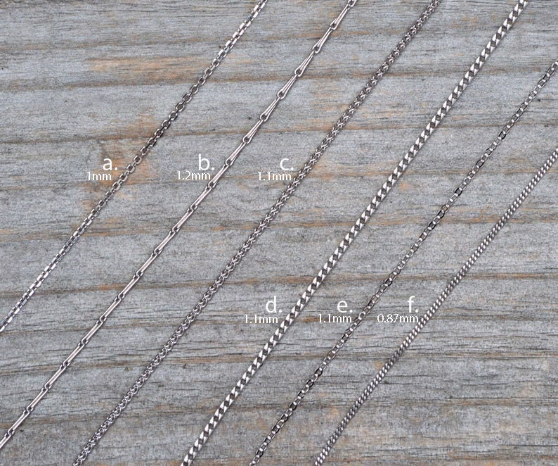Solid 18ct White Gold Chain, Belcher Chain, Barleycorn Chain, Spiga Chain, Franco Chain, Curb Chain, Flat Cable Chain