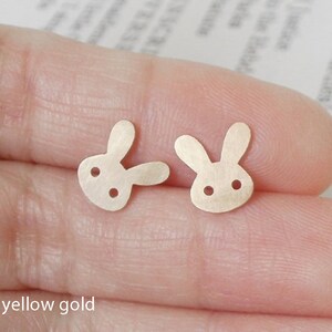 Bunny Stud Earrings with Straight Ears, Silver Rabbit Ear Posts image 7