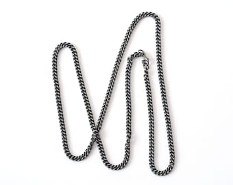 Silver Curb Chain, Oxidised Curb Chain, Antique Style Silver Chain Necklace