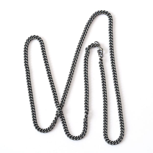 Silver Curb Chain, Oxidised Curb Chain, Antique Style Silver Chain Necklace
