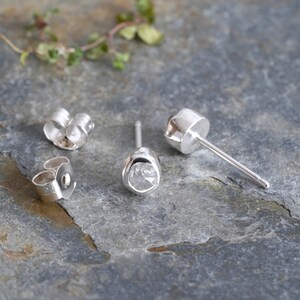 0.85ct Rough Diamond Stud Earrings, Natural Grey Diamond Studs, Raw Diamond Ear Posts image 2