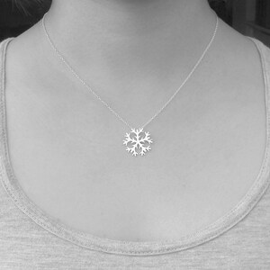 Snowflake Necklace in Sterling Silver, Silver Snowflake Necklace image 3