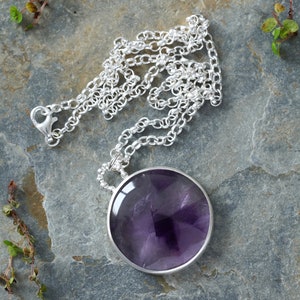 Large Amethyst Necklace in Sterling Silver, One of a Kind Amethyst Necklace image 2