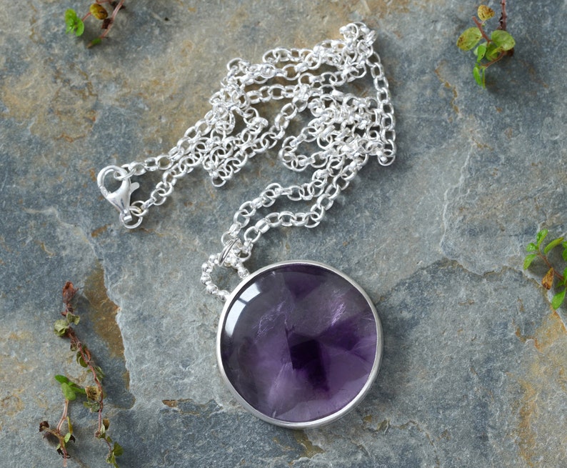 Large Amethyst Necklace in Sterling Silver, One of a Kind Amethyst Necklace image 2