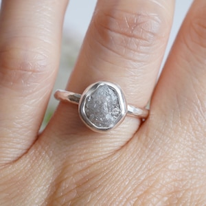 2.65ct Light Grey Rough Diamond Engagement Ring, Raw Diamond Ring, Handmade in the UK image 3