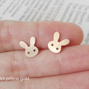 Bunny Stud Earrings with Straight Ears, Silver Rabbit Ear Posts image 6