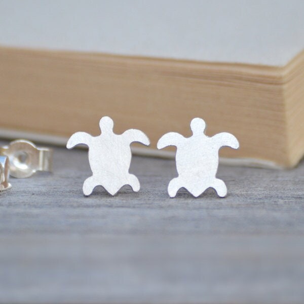 Sea Turtle Stud Earrings Silver Sea Turtle Ear Posts - Etsy UK